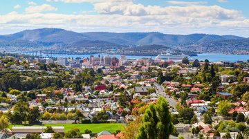 Aussicht auf die Stadt Hobart auf Tasmanien, Australien