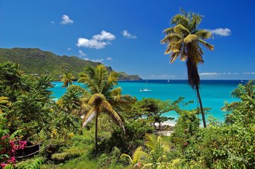 Bucht und Strand der Insel Bequia, St. Vincent und die Grenadinen