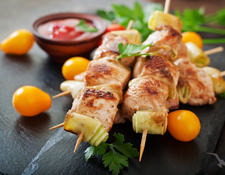 schmackhaft zubereitete Fleischspieße