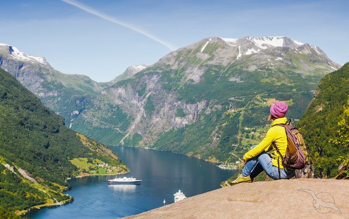 Blick auf das Geirangerfjord, Norwegen
